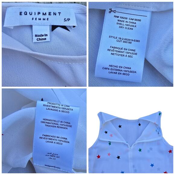 Equipment Lyle Silk Top White Star Print Sleeveless Blouse Size S Multicolor - Picture 4 of 9